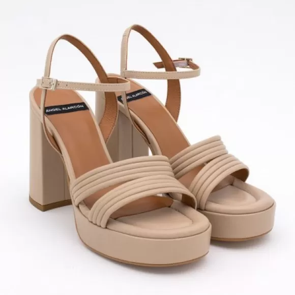 Sale Ángel Alarcón Amber - Strap Leather Sandals With Block High Heel & Platform