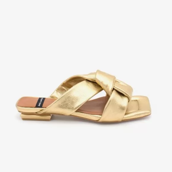 Flash Sale Ángel Alarcón Amos - Padded Metallized Leather Flat Sandals