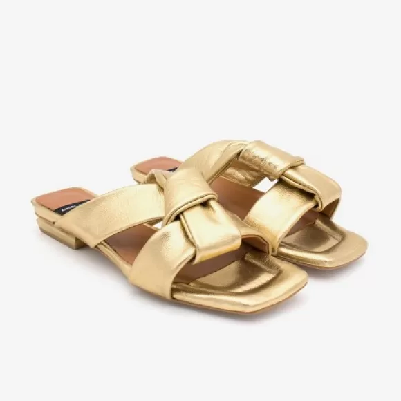 Flash Sale Ángel Alarcón Amos - Padded Metallized Leather Flat Sandals