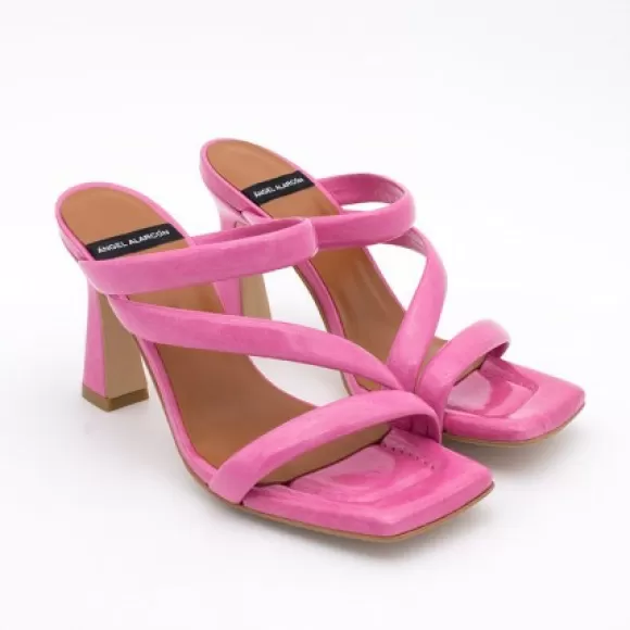 Online Ángel Alarcón Cameron - Shiny Leather Padded Straps Sandals With High Heel