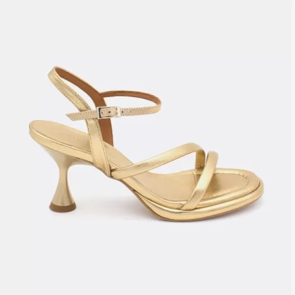 Store Ángel Alarcón Cathy - Metallized Leather Padded Sandals With Conical Heel