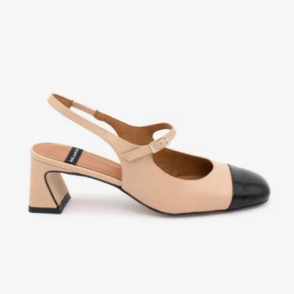 Store Ángel Alarcón Dapun - Leather Heeled Sling Back Mary Jane With A Bicolor Toecap