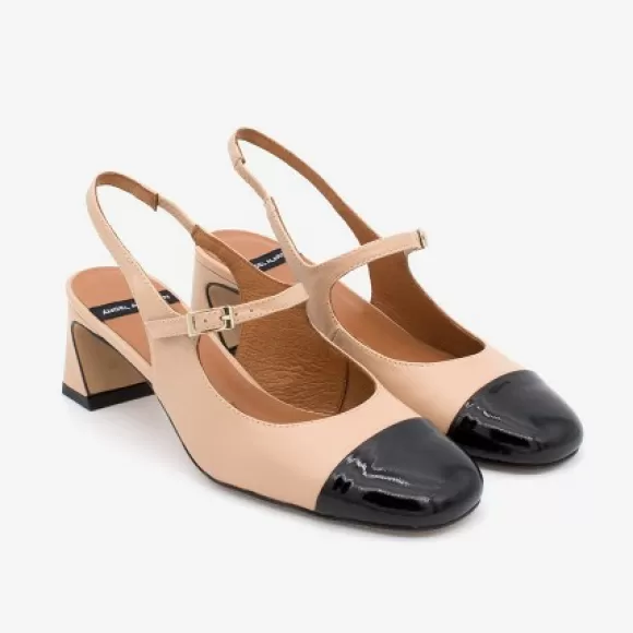 Store Ángel Alarcón Dapun - Leather Heeled Sling Back Mary Jane With A Bicolor Toecap