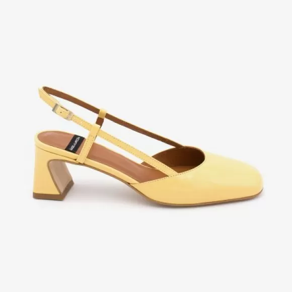 Outlet Ángel Alarcón Darby- Shiny Leather Slingback Pumps With Medium Heel