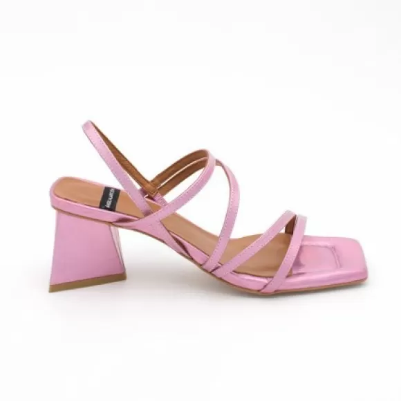 Cheap Ángel Alarcón Guillian - Iridiscence Leather Strappy Sandal With Triangular Heel Design.