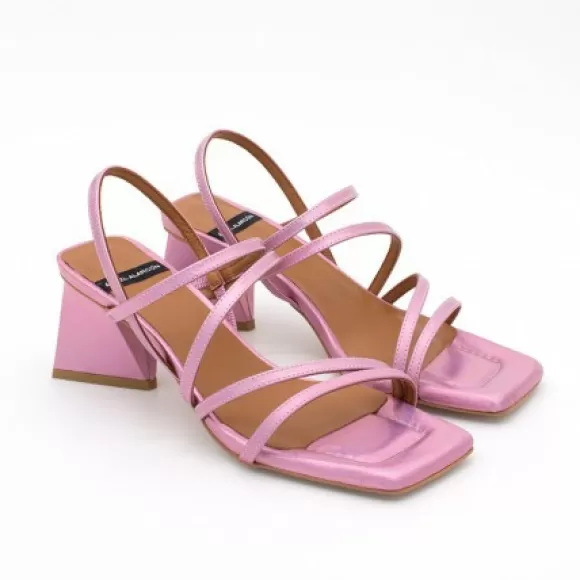 Cheap Ángel Alarcón Guillian - Iridiscence Leather Strappy Sandal With Triangular Heel Design.