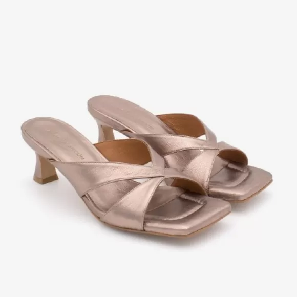 Online Ángel Alarcón Inea - Metallized Leather Sandals With Low Heel