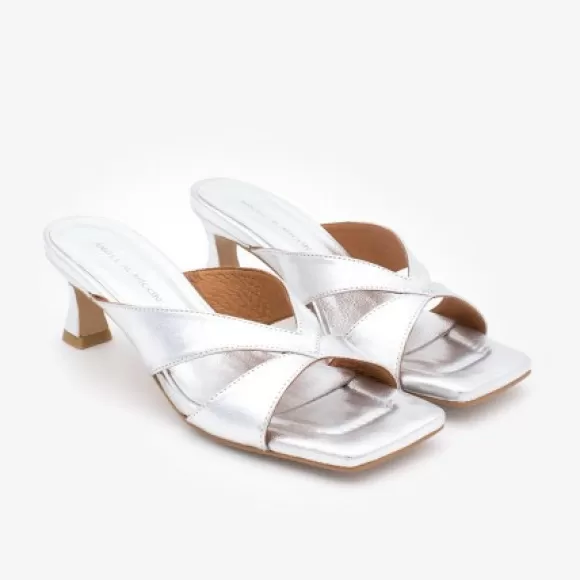 Best Sale Ángel Alarcón Inea - Metallized Leather Sandals With Low Heel