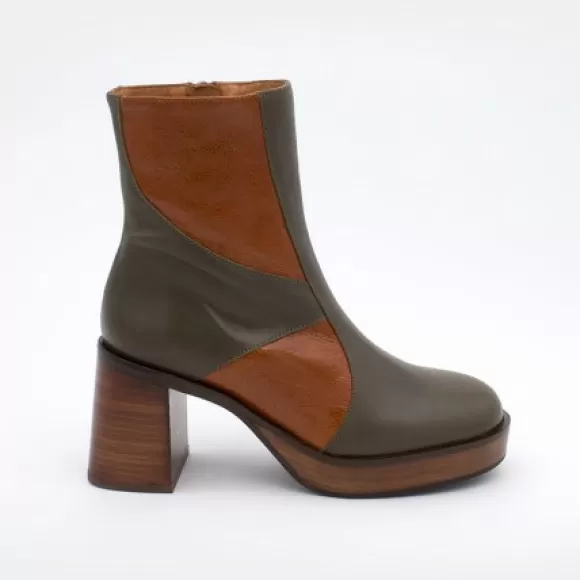 Best Sale Ángel Alarcón Ingrid - Leather Ankle Boots With Wood Block Heel & Platform