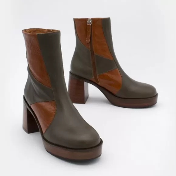 Best Sale Ángel Alarcón Ingrid - Leather Ankle Boots With Wood Block Heel & Platform