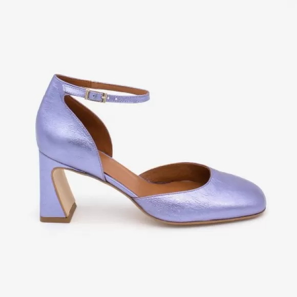 Sale Ángel Alarcón Jalena: Metallizedleather Ankle Strap D'Orsay With Comfortable Heel