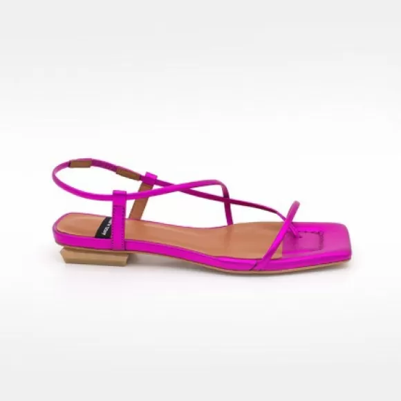 Online Ángel Alarcón Julie - Metallized Leather Minimalist Strappy Flat Sandals