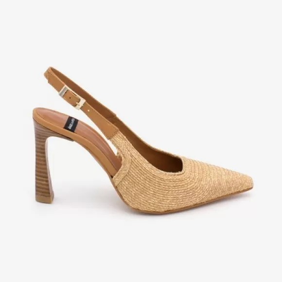 Flash Sale Ángel Alarcón Letha - Raffia And Leather Sling Back Heeled Shoe