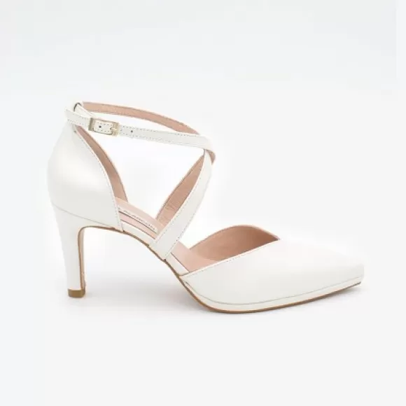 Sale Ángel Alarcón Liliam - Comfortable, Medium Heel And Low Platform Pearl Leather Pump