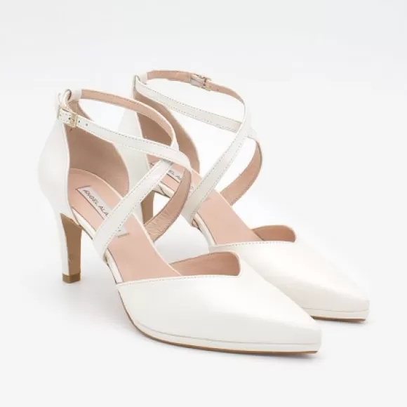 Sale Ángel Alarcón Liliam - Comfortable, Medium Heel And Low Platform Pearl Leather Pump