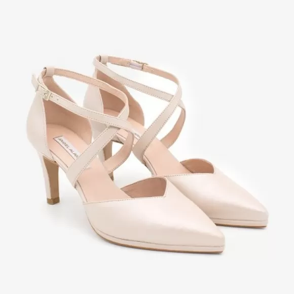 Hot Ángel Alarcón Liliam - Comfortable, Medium Heel And Low Platform Pearl Leather Pump