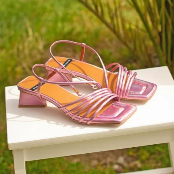 New Ángel Alarcón Mazzy - Iridescence Strappy Sandal With Triangular Heel Design.