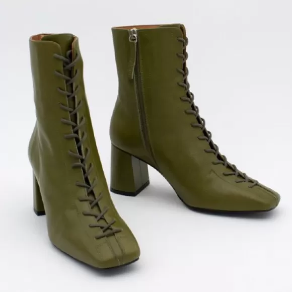 Outlet Ángel Alarcón Pacuare - Ankle Boots With Laces And Zipper, Wide Heels