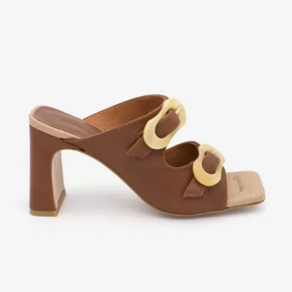 Best Ángel Alarcón Palke - Leather Sandal With Beige Carey Buckles And High Heels