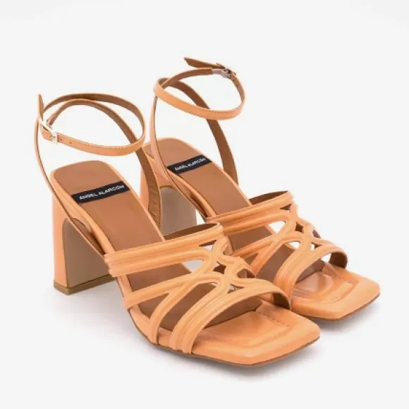 Best Sale Ángel Alarcón Panne - Shiny Leather Ankle Strap Heeled Sandals