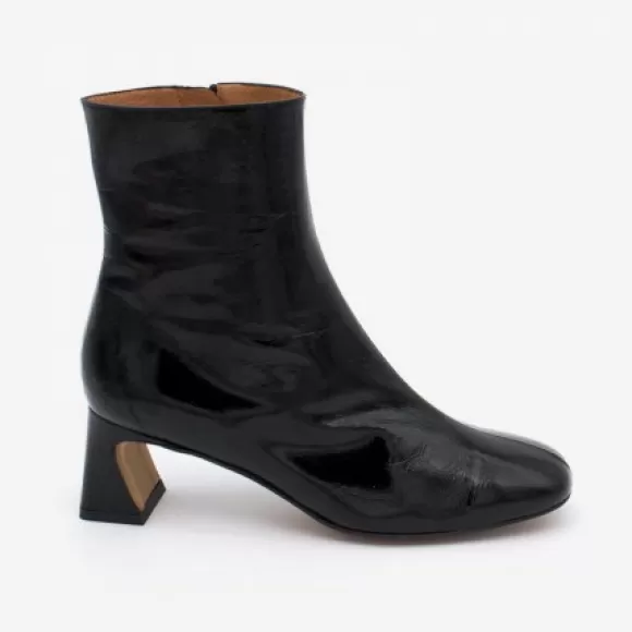 Sale Ángel Alarcón Parsons - Women's Shinny Leather Booties With Comfortable Low Heels