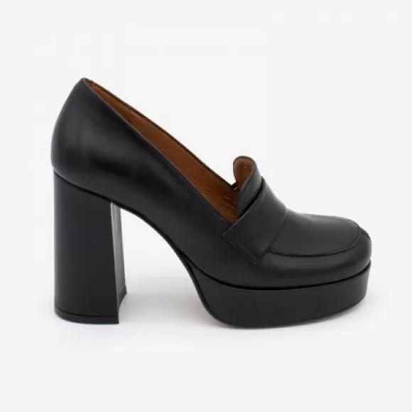 Store Ángel Alarcón Petra - Women's Leather Moccasins With Block High Heel And Platform