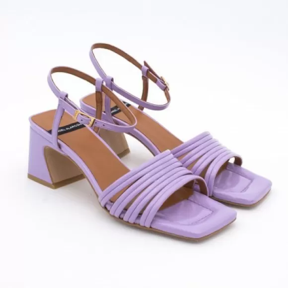 Hot Ángel Alarcón Roberts - Metallized Leather Strap Sandals With Medium Heel