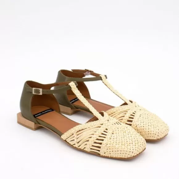 Discount Ángel Alarcón Tianica - Flat T-Strap Sandal In Natural Leather