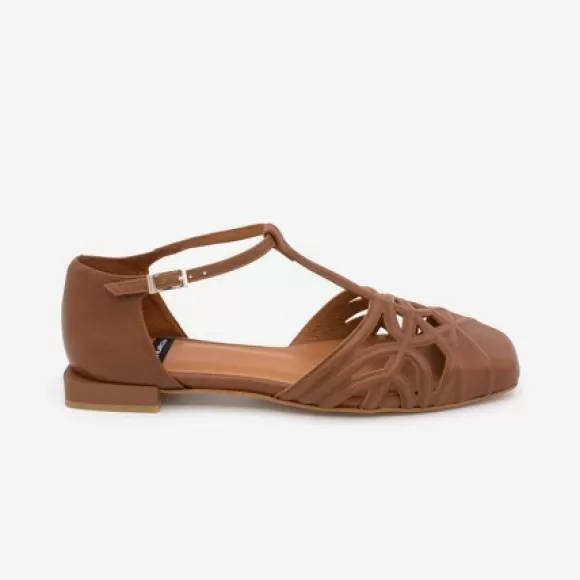 Best Ángel Alarcón Tinia - Flat Sandal In Engraved Leather With Ankle Strap And Heel