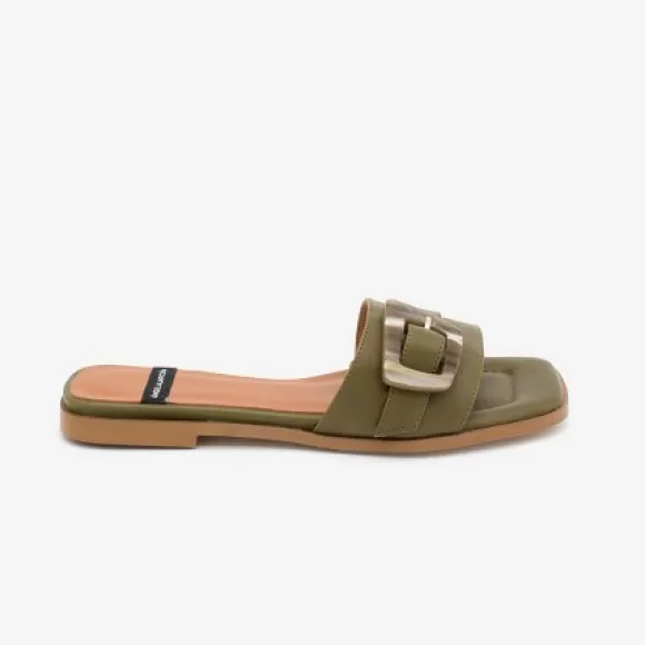 Cheap Ángel Alarcón Yasal - Flat Leather Sandal With Tortoiseshell Buckle