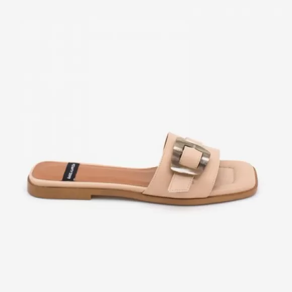 Best Sale Ángel Alarcón Yasal - Flat Leather Sandal With Tortoiseshell Buckle