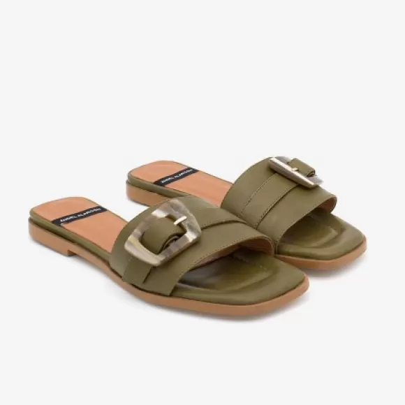 Cheap Ángel Alarcón Yasal - Flat Leather Sandal With Tortoiseshell Buckle